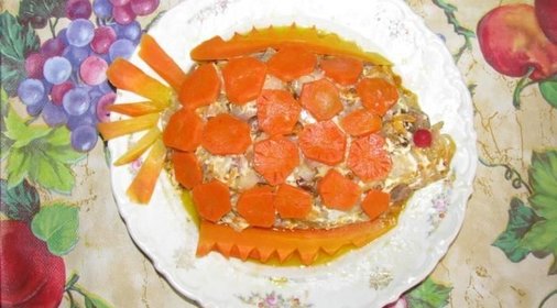 Салат Рыбка с копченой рыбой