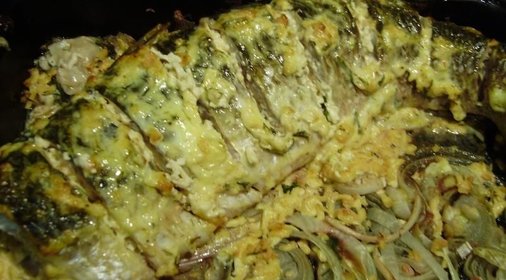 Запеченный пеленгас в духовке фаршированный