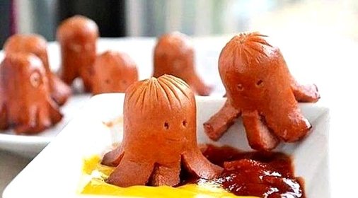 Осьминоги из сосисок