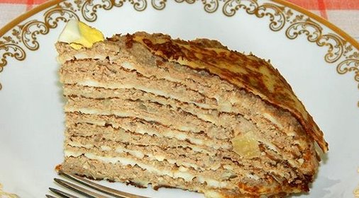Блинный торт с печенью