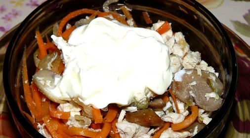 Салат Обжорка с грибами