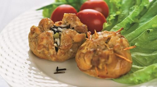 Мешочки из курицы с рисом