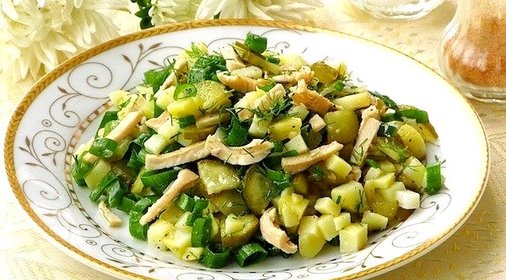 Салат из кальмаров с овощами