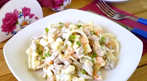 Салат с печенью куриной