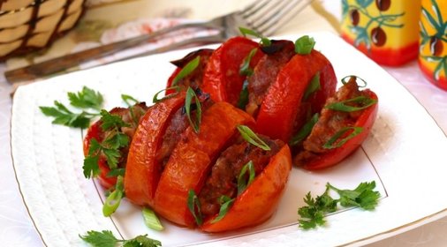 Помидоры-гармошка с мясным фаршем