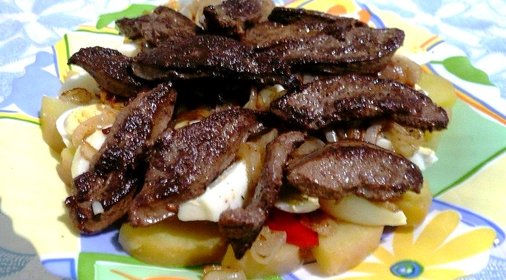 Теплый салат с печенью