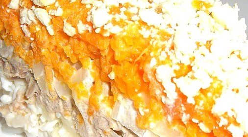 Салат «Мимоза» с сыром и яблоками