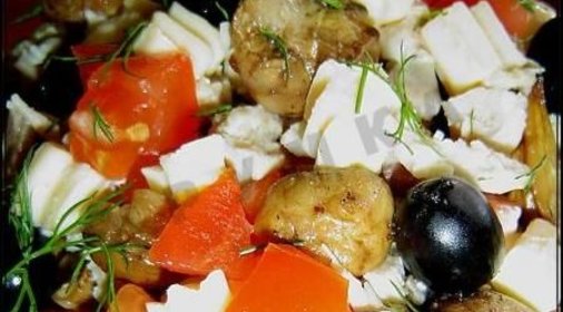 Салат Майский грибы курица помидоры