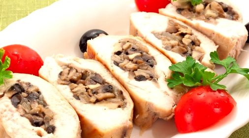 Куриное филе, фаршированное грибами