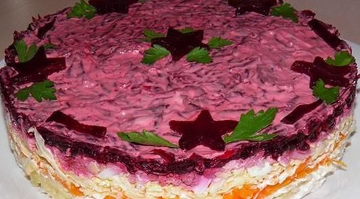 Слоеный салат Мой генерал с курицей