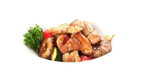 Свинина с жареными овощами в ароматном азиатском соусе с кунжутом
