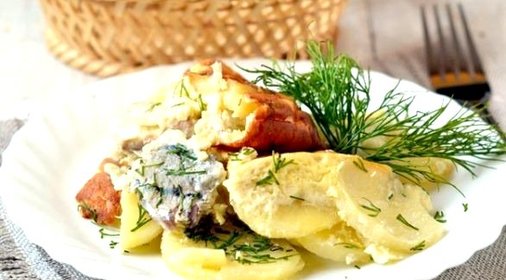Картофель с рыбой в мультиварке