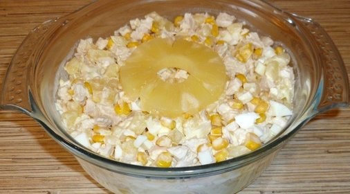 Салат из ананасов и курицы