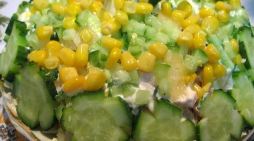 Салат из курицы с ананасом и огурцом