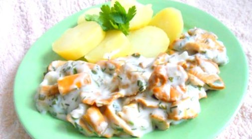 Лисички в сметане