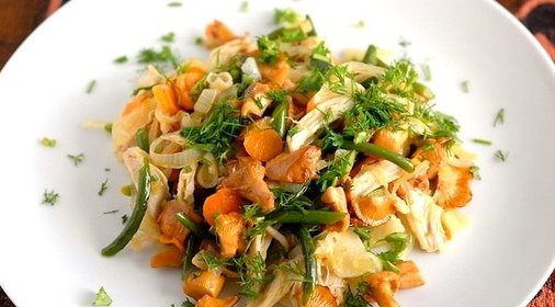Салат из лисичек с курицей