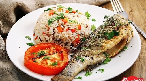 Запеченный сибас со смесью 4 риса