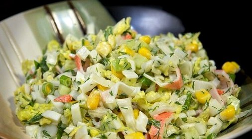 Крабовый салат с огурцом без риса
