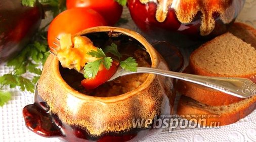 Баклажаны с фаршом в горшочках