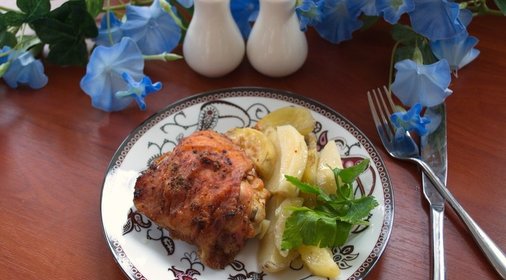 Окорочка в духовке с картошкой