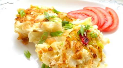 Цветная капуста с яйцом на сковороде