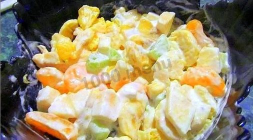 Фруктовый салат с мандаринами и мороженым