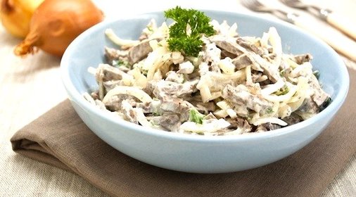 Салат из отварного сердца