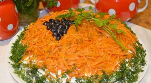 Салат Изабелла с курицей и корейской морковкой
