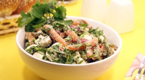 Салат из черемши с мини-овощами