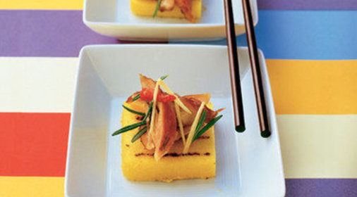 Курица с ананасом и полентой