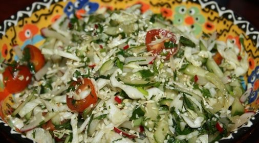 Постный овощной салат с очень вкусной заправкой