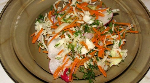 Геометрический овощной салат с укропом