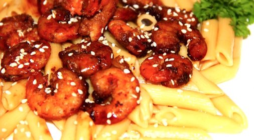 Пенне ригате с креветками