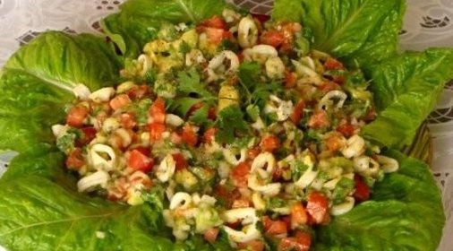 Салат кальмары с авокадо