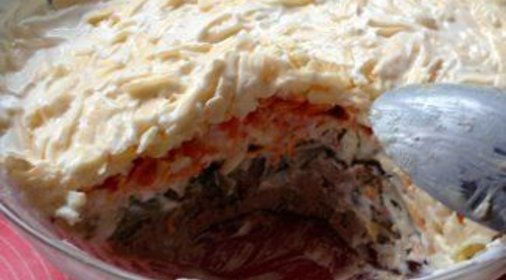 Салат с куриной печенью