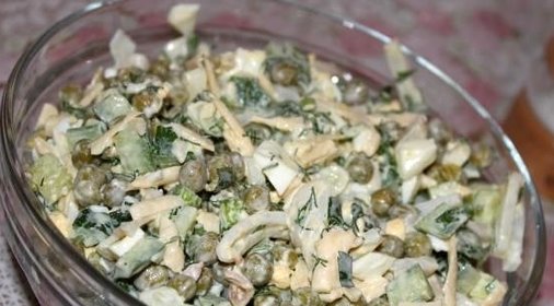 Салат Нежный с кальмарами