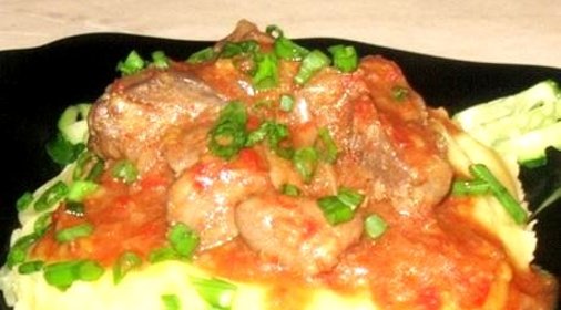 Куриная печень в вине