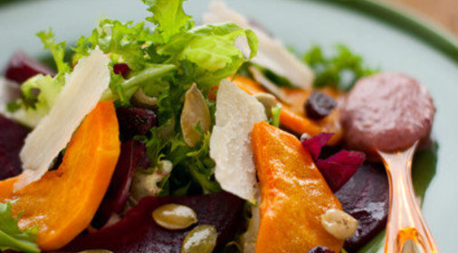 Теплый салат из свеклы и тыквы