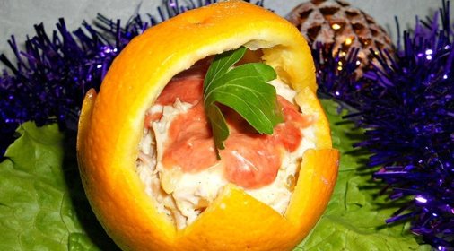 Салат в апельсиновой корзинке