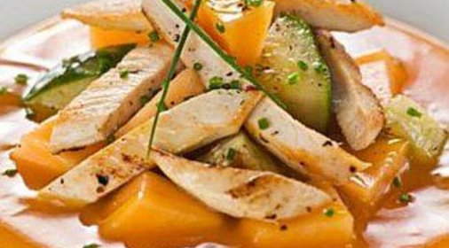 Салат из курицы с дыней