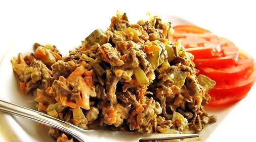 Салат из говяжьей печени