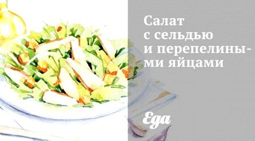 Салат с сельдью и перепелиными яйцами