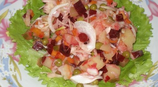 Салат из вареных овощей и фасоли