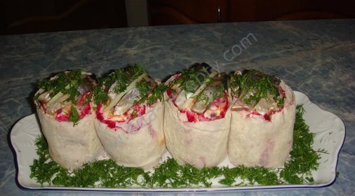 Салат с селедкой Бочонки