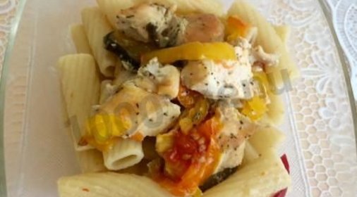 Баклажаны с курицей запеченные