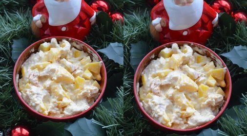 Салат с орехами кешью, курицей и манго