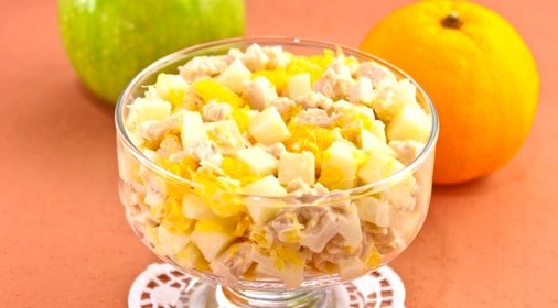 Салат с куриным филе и апельсинами