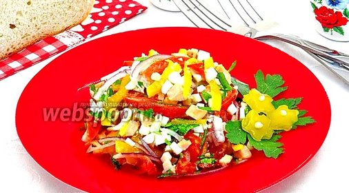 Салат из печени трески с яйцами и овощами