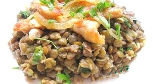 Чечевица с куриным филе