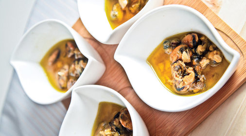 Мидии в чесночном масле